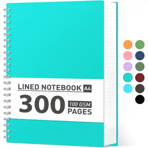 Spiral Notebook 8.5" x 11"  Large Spiral Journal A4 Notebook College Ruled, 300 Pages Writing Journal for Work, 100GSM Thick Paper, Plastic Hardcover, for Women Men Office School, Lake Blue