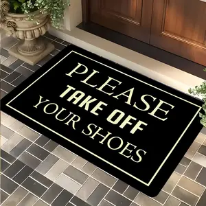 Vintage Welcome Door Mat, Please Take Off Your Shoes Design Entrance Rug, Highly Absorbent Floor Mats, Anti-slip Quick drying Soft Carpets, Suitable for Multi-scenario, Indoor Outdoor Entrance Carpet Home Decor, Home Decorative Rugs