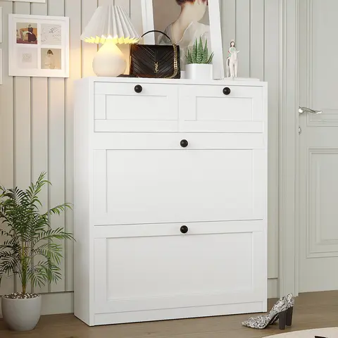 VOWNER Shoe Cabinet with Drawers,Shoe Racks Storage Cabinet with 2 Storage Drawers for Entryway,Living Romm,Bedroom Organizer