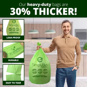 Simply Bio Biodegradable Trash Bag Code Q (50 count), Heavy Duty Tall Trash Bag compatible with Simplehuman Code Q,13-17 Gallons, ATSM 6954, D2W, 1.2mil / 30 micron Thickness