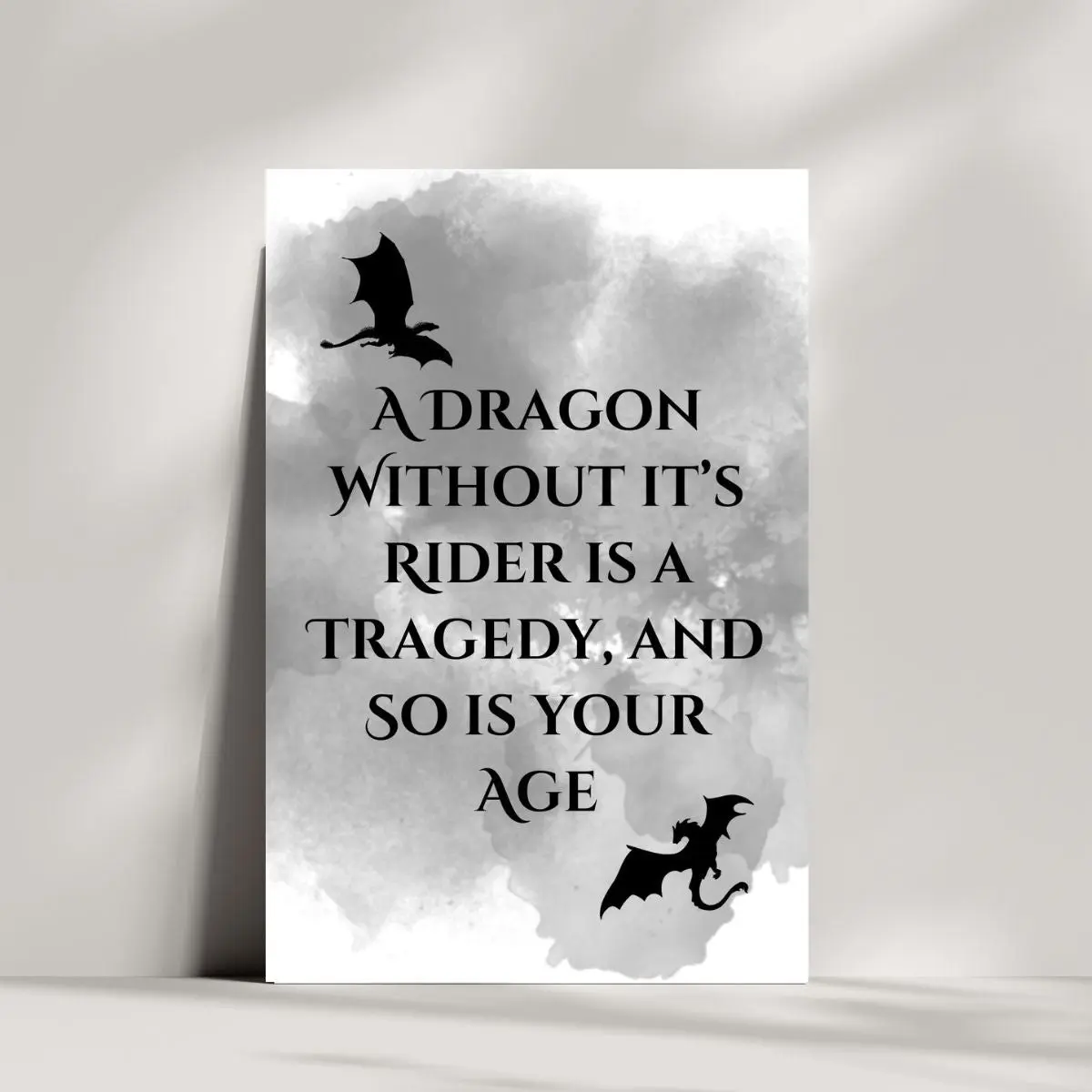 Fourth Wing Birthday Greeting card, Dragon Without it's Rider is a Tragedy and So is Your Age, Funny Fourth Wing Dragon Birthday Card