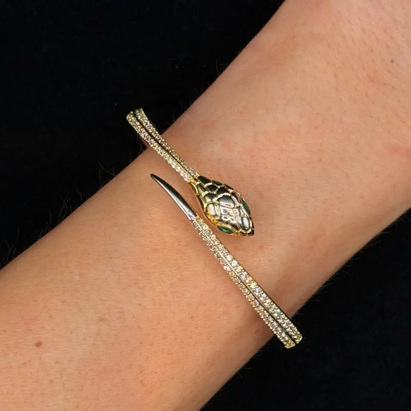 Gold-Tone Sparkling Crystal Snake Bracelet - Snake