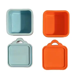 2PCS Dips Containers Fits Most Bento Lunch Box To Go, Leakproof Salad Dressing Container Fits Lunch Box For Kids, Food Grade Silicone Condiment Container With Lids. Blue and Orange