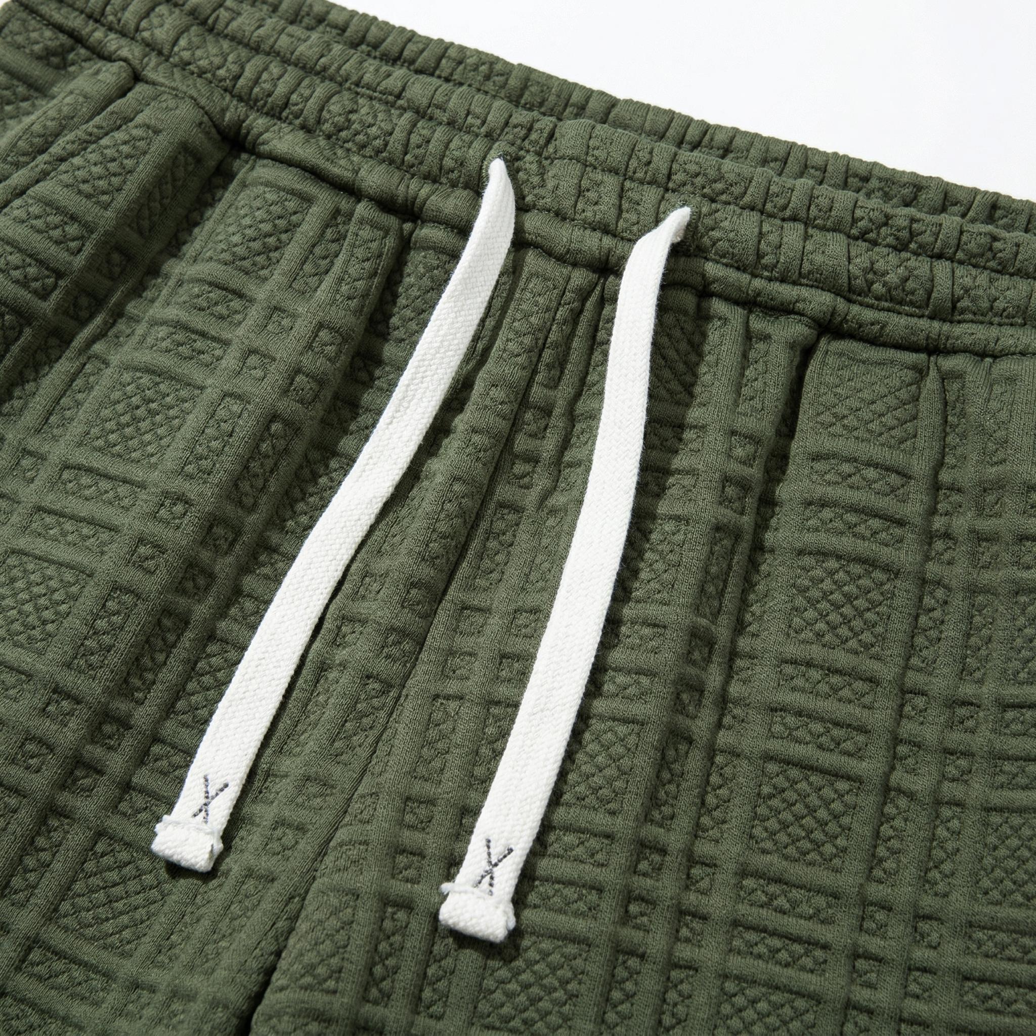 Men's 2 Piece Outfit, Textured Knit Button Down Shirt & Shorts Set for Summer