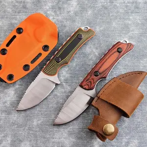 Portable Small Full Tang Fixed Blade Knife G10/Wooden Handles Durable Outdoor Knives Camping Multifunctional Tools Great Men's Gifts