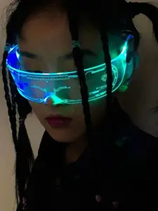 Y2K Cyberpunk Future LED Light Sunglasses, 7 Color Glow Night Vision Glasses, Perfect for Beach, Music Festivals, Weddings, Parties, Clubs, Party Accessories