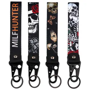 Skull Cartoon Wrist Keychain Key Fobs Quote Lanyard Tags Key Strap Keyring Bag Pendant Car Motorcycle Accessories Holiday Gifts