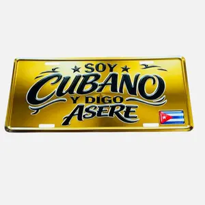 Soy Cubano Asere Car Emblem - 12x6 in Gold Finish, Elegant Cuban Flag & Text Design, High-Quality Vibrant Colors, Automotive Exterior Metal Nameplate Decor, Car Accessories Bundle (Auto Parts & Vehicle Accessories), Personalized Gift Plaque, Auto Parts Ac