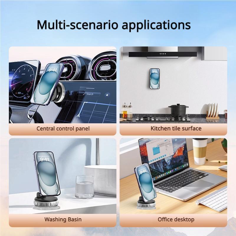 2026 Upgraded 360° Vacuum Magnetic Car Phone Holder for Magsafe, Adjustable Car Phone Mount for Your Car/Gym/Mirror/Shower for iPhone & Android