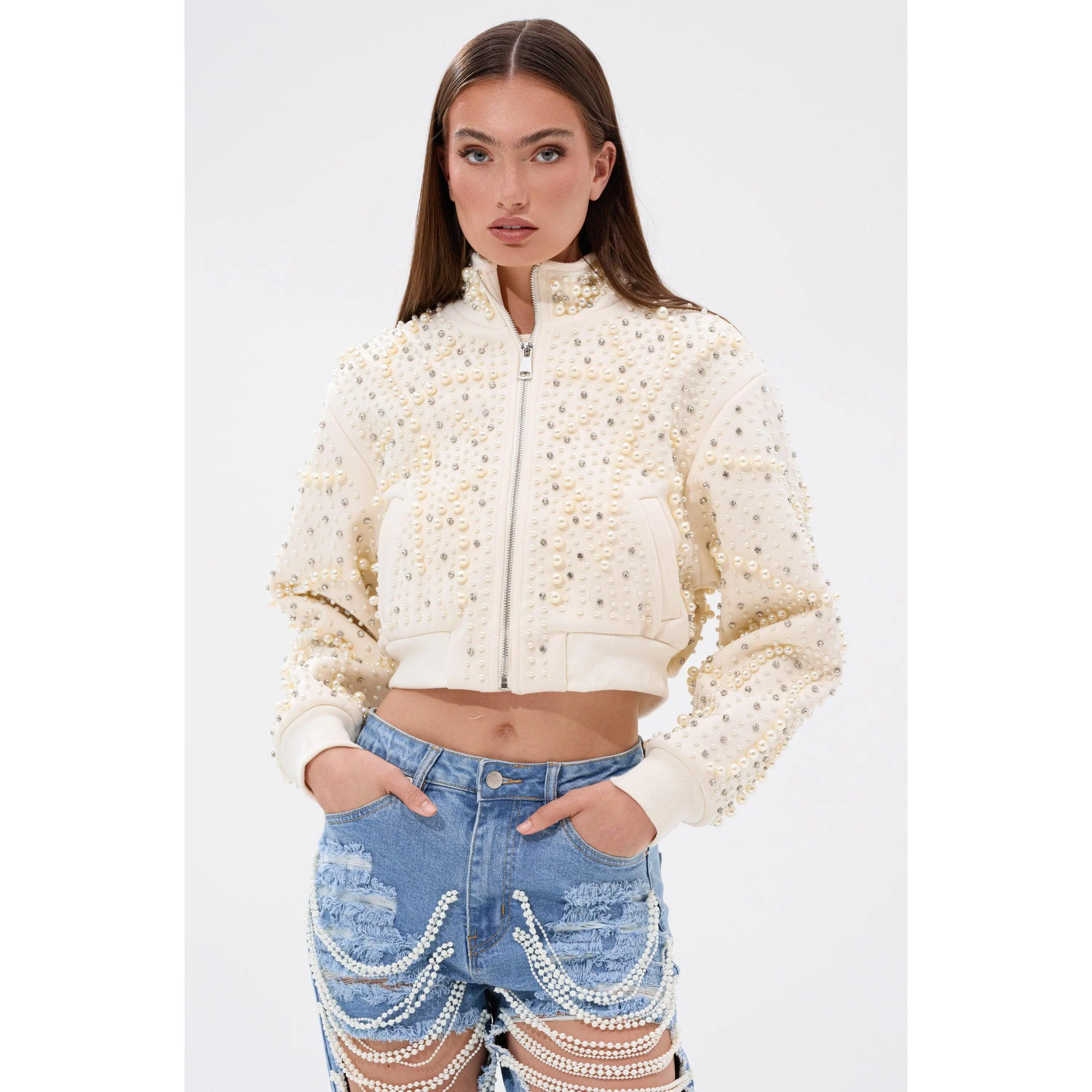 GOODIE TWO SHOES EMBELLISHED BOMBER GOODIE TWO SHOES EMBELLISHED BOMBER