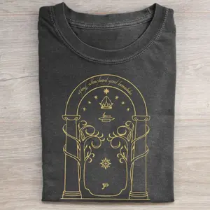 Gildan Men's Round Neck Shortsleeve Tshirt - Casual Streetwear, Lord of the Rings Durin's Door, The Hobbits, Middle Earth, The Fellowship of the Ring All-Season Menswear