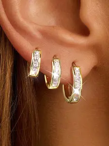 3-pair earrings set, Fashionable and elegant earrings, Extremely simple circle design,mothersday gifts, earrings for women, accessories for women,Casual Trendy Jewelry Set,birthday gifts for gf,14k gold-plated