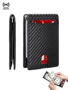 RFID Blocking  Business Credit Card Holder Men's Wallets Money Clips Slim Small Thin Minimalist Wallet Billfold Pocket Friendly Durable Purses Gifts for Men Women Male