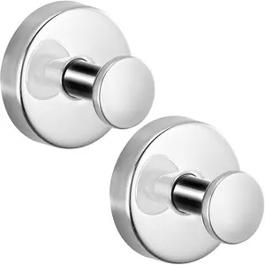 Heavy Duty Suction Cup Hooks for Kitchen/Bathroom/Shower - Wet-Proof Hooks for Towels, Robes, Loofah&Wreaths/No Drill Mounting  Glass, Tile, Metal (2, Polished Chrome)