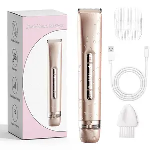 Dual Head Electric Shaver for Women, Elegant Minimalist Style, Battery Display, Type-C Fast Charging, 2 Trimming Combs, Full Body Care