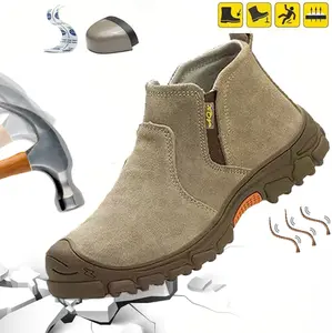 Welding Work Boots for Men Women Shocking Absorbing Slip-on Safety Boots, Spark-Resistant, Fireproof, Non-slip Safety Shoes Insoles Men's Industrial Construction Shoes Arch Support for Flat Feet Achilles Tendonitis Plantar Fasciitis