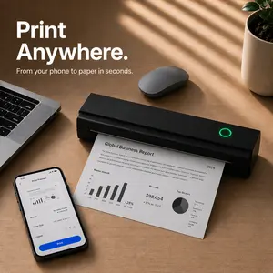 Portable Inkless Thermal Printer for Travel, Home Office, RV & Small Business, Bluetooth Wireless Printer for 8.5"x11" US Letter/A4 Documents, Compatible with iOS, Android & Laptop