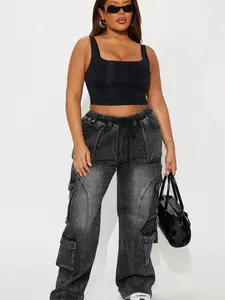 Met My Match Baggy Cargo Jeans - Black Wash