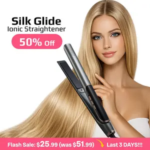 Silk Glide Flat Iron Hair Straightener and Curler 2 in 1,Titanium Flat Iron,One-Pass Wonder 10S Fast Heat Up, Glide & Shine Straightener with Dual Voltage (1.18 Inch), Negative Ions Frizz-Free Shine, Silky on Contact,hair straighteners,crimper for hair ti