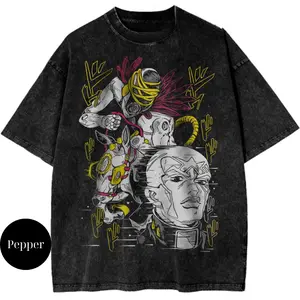Enrico Pucci Shirt, JoJo’s Bizarre Adventure Shirt, Anime Shirt, Vintage Tee, Unisex Cotton Crewneck T-Shirt - Medium, Short Sleeve, Casual Streetwear Printed Tee