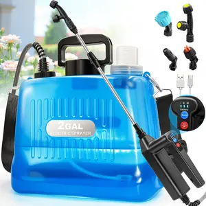 Battery Powered Sprayer 2 Gallon, New Electric Garden Sprayer with 3 Spray Force with 4 Mist Nozzles,USB Rechargeable Handle,23.6" Telescopic Wand,Portable Garden Sprayer for Yard Lawn Garden Watering
