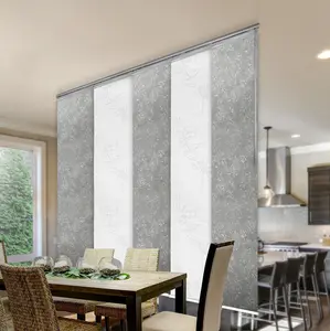 5-Panel Single Rail Panel Track Blind Extendable 58"-110"W x 91.4"H, Panel width 23.5", Lotus, Carolyn