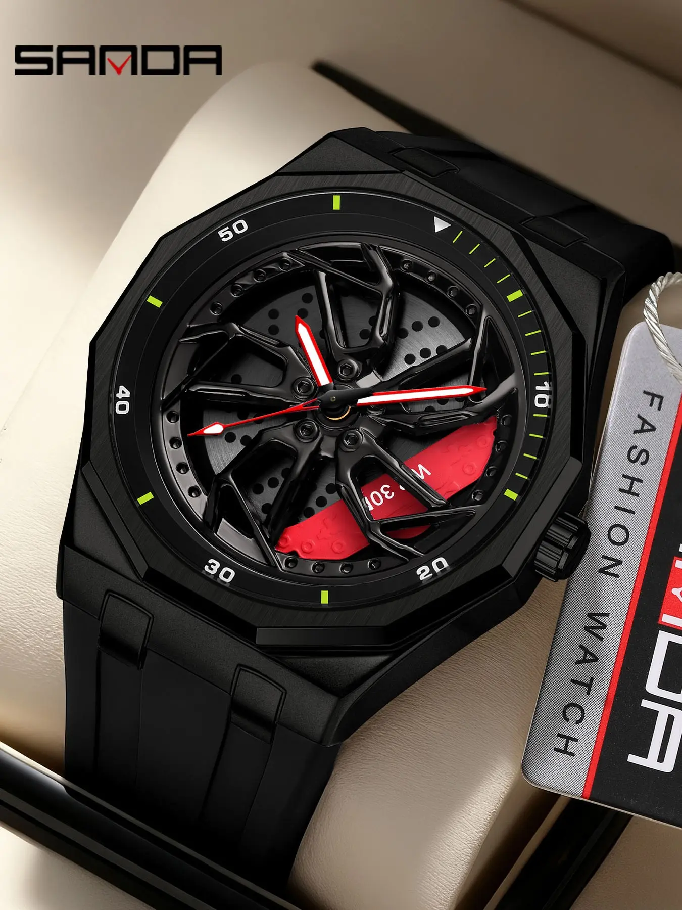 Sanda Brand Watch HUB 360° Rotating Trendy Fashion Modern Fashionable Watches Waterproof Watch Quartz Wristwatch Waterproof Men's Wholesale, Stylish Analog Timepiece