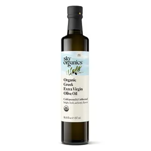 Sky Organics Organic Extra Virgin Olive Oil for Cooking,  100% Pure & Cold Pressed Unfiltered, Bright, Fresh Autentic Flavor, Sourced from Small Organic Farmers in Greece, Bundled with Exclusive E-Book, 16.9 fl Natural