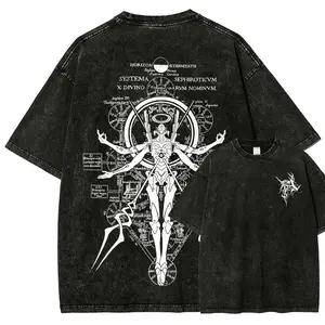 Men's Neon Genesis Evangelion Short-Sleeve Vintage Distressed Washed Unisex-Fit Casual Tops T-Shirt Black good graphic tees vintage t shirts cotton graphic tees funny graphic tee goofy t shirts white tee summer graphic tees humorous tshirt men