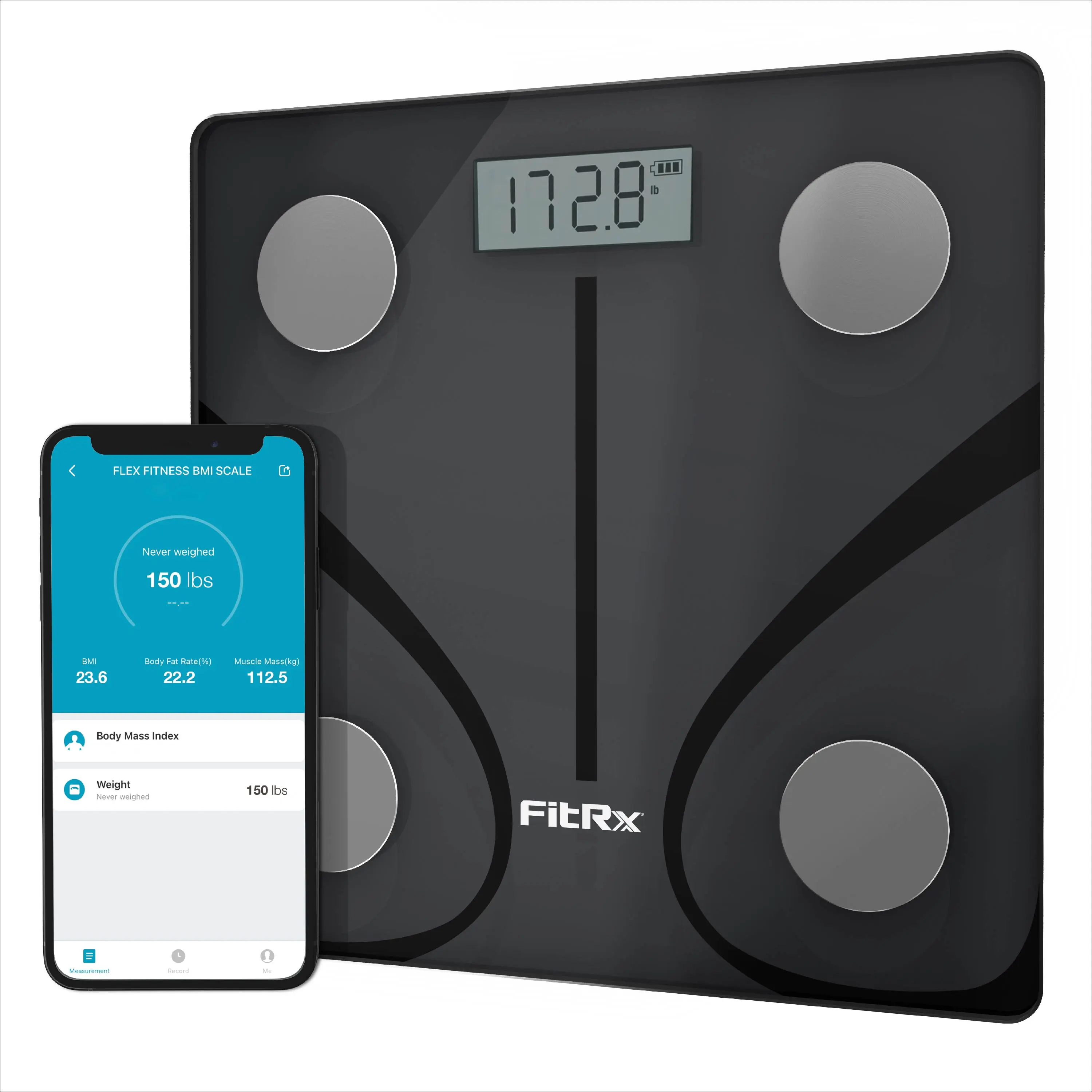 FitRx Smart Scale, Bluetooth Digital Scale for Body Weight, BMI, and More with App Control