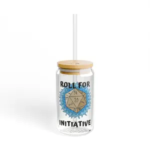 Roll Initiative glass 16oz - Dungeons and Dragons fun quote, RPG gaming, D&D player gift, Dungeon Master present, geeky drinkware, gamer