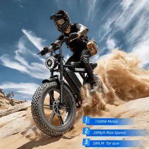 T8 This electric off-road bike for  and teens features 50-80  range, 28mph speed and 1500W peak power. Its 20×4" fat tires deliver thrilling off-road fun, while pedal assist ensures easy and smooth riding 40-70
