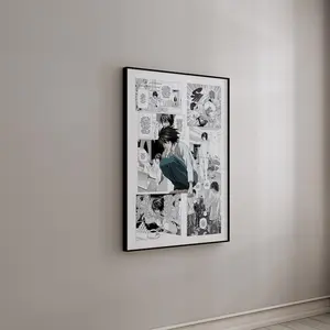 [SALE UP TO 50% - UNFRAMED] Death Note Manga Poster - L Lawliet - Curated Manga Panels - Complimentary Delivery