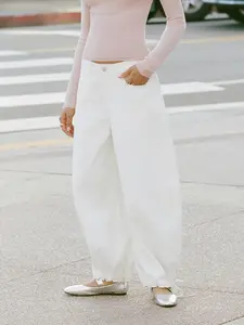 Cider Denim Low Rise Drawstring Barrel-leg Trousers