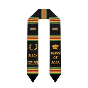 Graduation Stole 2026 – Kente Graduation Stole for Black Women Men, African Graduation Sash with Crown Design