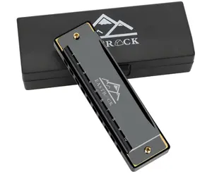 EastRock Blues Harmonica Mouth Organ 10 Hole C Key with Case, Diatonic Harmonica for Professional Player, Beginner, Students gifts, Adult, Friends, Gift Black