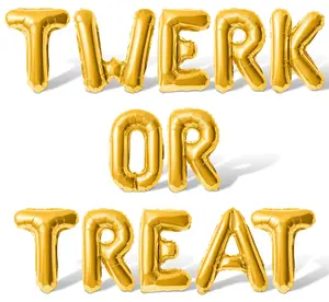 Letter Balloons - TWERK OR TREAT 16" Inch Alphabet Letters Foil Mylar Balloon Halloween Bachelorette Party Banner