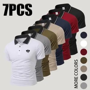 Men’s classic black collar short-sleeve polo shirt — casual slim fit, suitable for business and golf, breathable pique fabric for everyday wear and business.