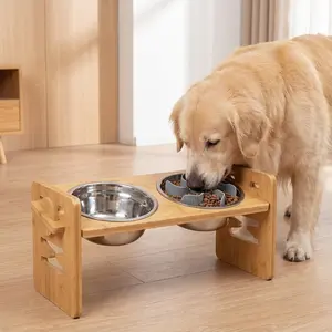 Adjustable Elevated Dog Bowl Feeder Set, Includes 2 Stainless Steel Food Bowls, Heights Up to 6 Inches, Suitable for Small Medium Large Dogs
