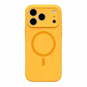 Compatible with iP17/16/15 Pro Max Case with MagSafe, Shockproof Slim Silicone Phone Case, Soft Anti-Scratch Protective Cover with Camera Protection for Women Girls Teens – Orange