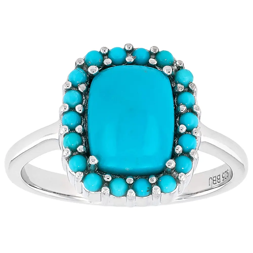 JTV Gemstone Ring, Sleeping Beauty Turquoise, Rhodium-Over Sterling Silver Natural Crystal Ring, Classic
