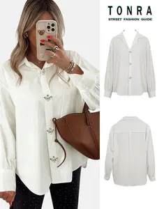 2026 Spring & Fall European Style Women's Fashion Shirt, Versatile Casual Jewelry Button Blouse, High-End New Arrival