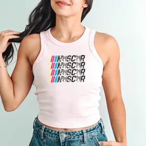 Vintage N@SC@R crop tank top, Retro Grunge Racing Coquette Tee, Race Mom Shirt, If You Ain't First You're Last, Checkered Bows