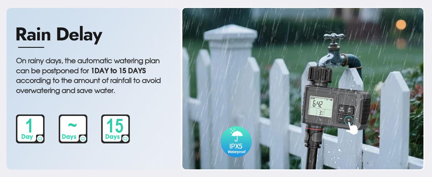Zone Outdoor Hose Timer | Water Timer for Garden Faucet with Auto/Manual/Rain Delay Mode, Programmable for Lawn, Yard, Irrigation System, Metal, US 3/4" Pipe Diameter, No Electricity or Battery Needed