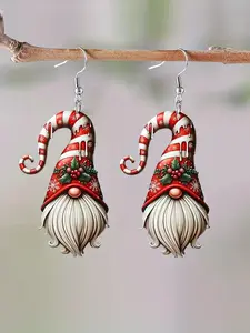 1Pair Christmas Earrings, Christmas Accessories For Women - Holiday Drop Earrings - Jingle Bell/Christma Gnome/Christmas Sock, Fashionable Earrings