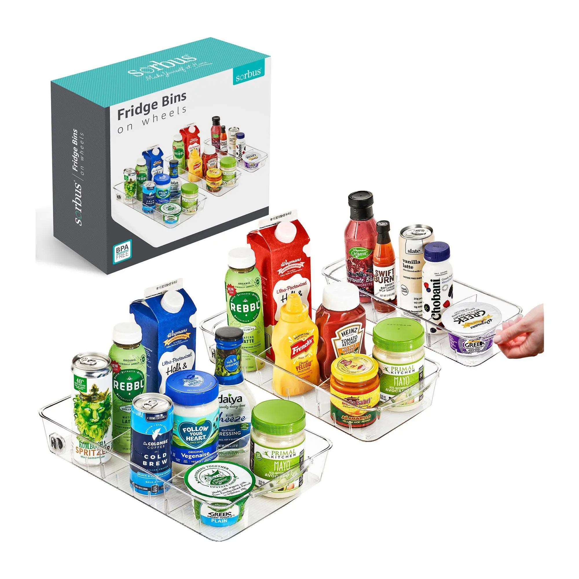 Sorbus Fridge Organizer  and Storage on Wheels3 Pack