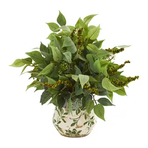 Mixed Ficus and Berries Plant in Vase by NearlyNatural