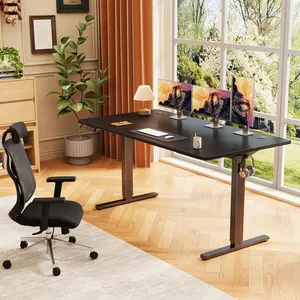 Height Adjustable Electric Standing Desk with Storage Shelf Double Drawer, Stand up Desk, Sit Stand Desk with Splice Board, Standing Table for Home Office