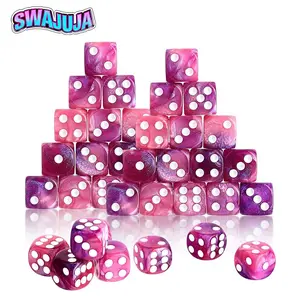 30Pcs Dice Set, Opaque 16mm Dice, Game-Themed Party, Game Night, Family Board Games (Purple-Pink)