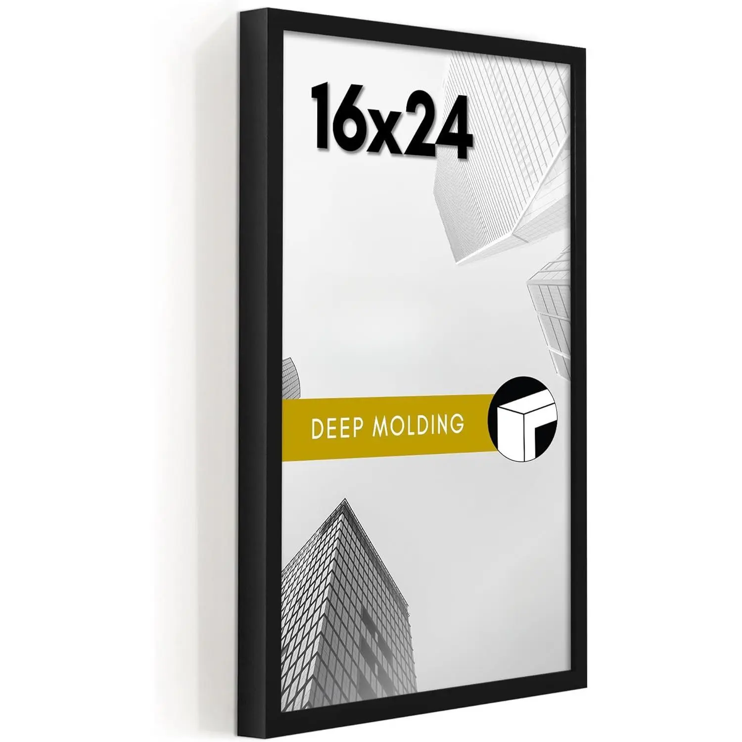 Matte Black 16x24 in Rectangle Photo Frame - Soho Collection, Modern Gallery-Style Deep Molding Metal Frame, Polished Plexiglass, for Wall Display Home Decor, Matte Black Frame